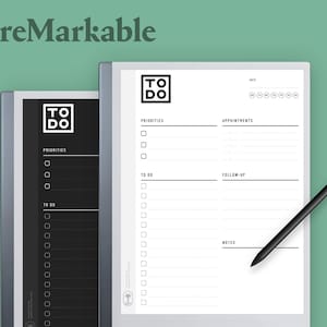 Minimalist daily To Do list | Perfect for Remarkable 2 e-ink tablet | Light and Dark Mode bundle | PDF and JPEG digital direct download