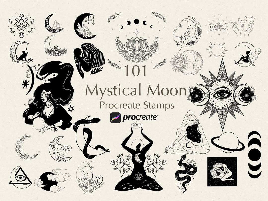 Mystical Moon Procreate Stamps Witch Stamps Celestial Stamps Mystic ...