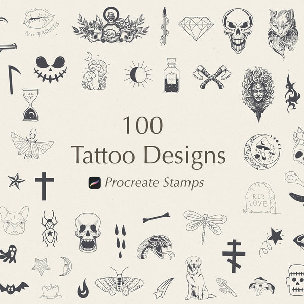 Procreate Tattoo Stamps | Tattoo stamps | Tattoo stencil | Procreate Stamps | Tattoo Procreate | Stamps Procreate | Procreate Brushes