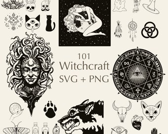 101 Hekserij SVG-bundel | Heks SVG-ontwerpen | Donkere ziel Svg| Mystieke SVG | Magische SVG | Hemelse SVG | Commercieel gebruik inbegrepen