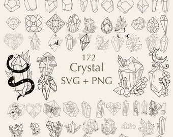 Crystal SVG, Diamond Svg, Hekserij SVG, Mystieke Svg, Edelsteen SVG, Tattoo SVG, Gotische SVG, Magische SVG, Witchy SVG, Svg voor cricut,