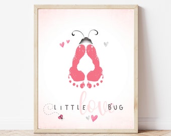 Premier art de l'empreinte de pas de bébé pour la Saint-Valentin, créations artisanales d'empreintes de main pour bébés tout-petits enfants, créations artistiques d'empreintes de main pour la Saint-Valentin, carte bricolage des enfants