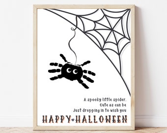 Handprint Art, Halloween Handprint Art, Spider Handprint, Kids Halloween Art, Kids Handprint Craft for Preschool Daycare, DIY Halloween Card