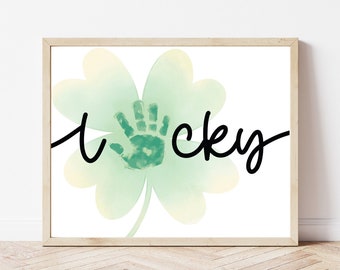 St Patrick's Day Handprint Art, Handprint Craft for Baby Toddler Kids Preschool, DIY Kids Wall Art, St Patricks Day Nursery Decor Playroom