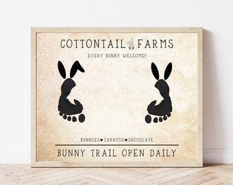 Easter Footprint Art, Bunny Footprint, Easter Bunny Handprint Craft, Baby First Easter, March Activities for Babies Infants Toddlers