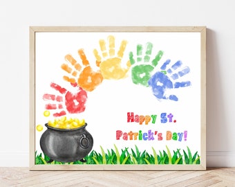 St Patricks Day Handprint Art, Handprint Craft for Baby Toddler Kids Preschool Daycare, DIY St Patricks Decor, Nursery Wall Art, Keepsake
