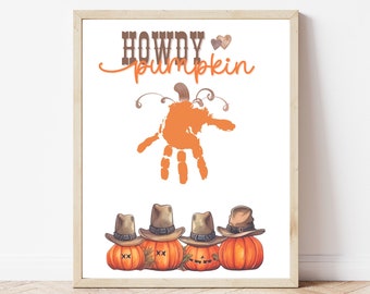 Western Preschool Printable, Fall Handprint Craft, Halloween Handprint, Handprint Craft for Baby Toddlers Kids, Footprint Craft