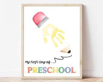 Preschool Handprint Craft, First Day of Preschool, Back to School Craft, Pre-K Handprint Keepsake, First Day of School Activity