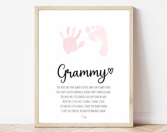 Grammy-Handabdruck-Gedicht, Handabdruck-Kunst zum Muttertag, Handabdruck-Bastelarbeiten zum Valentinstag, Geschenk für Oma von Babys, Kleinkindern, Fußabdruck-Bastelarbeiten