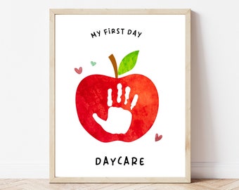 First Day of Daycare Handprint Art, Daycare Handprint Craft, Back to School Craft, Handprint Art, Daycare Keepsake, Footprint Craft