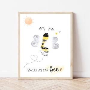 Sweet as Can Bee Footprint Craft, Handprint Footprint Art for Babies Toddlers Kids, Art Craft for Daycare or Preschool, DIY Nursery Wall Art