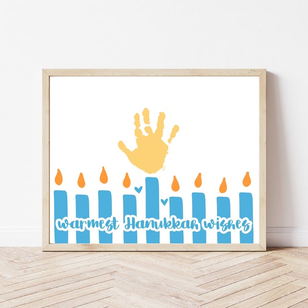 Hanukkah Handprint Craft for Babies Toddlers Kids, Handprint Art, DIY Hanukkah Decorations Indoor, Babys First Hanukkah, Baby Memory Book