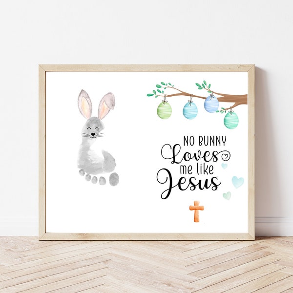 Religious Easter Footprint Art, Bunny Footprint, Easter Handprint Craft, Baby First Easter, March Activities for Babies Toddlers Kids