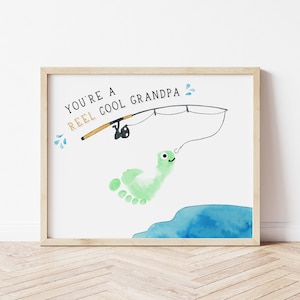 Impression artistique cool pour la fête des pères de grand-père, cadeau d'anniversaire de grand-père, Art de l'empreinte de pas, carte de fête des pères, empreinte de main d'anniversaire, cadeau de fête des pères