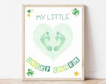 St Patricks Day Footprint Handprint Art, Footprint Craft, Handprint Craft, My First St Patricks day, Memory Keepsake, Preschool Activity