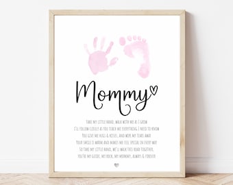 Mommy Handprint Poem, Mother's Day Handprint Art, Valentines Handprint Craft, Gift for Mom from Baby Toddler Kids, Footprint Craft, Keepsake