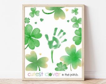 St Patricks Day Handprint Art, Handprint Craft for Baby Toddler Kids Preschool Daycare, DIY St Patricks Decor, Nursery Wall Art, Keepsake