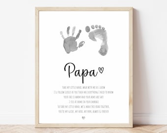 Papa Handprint Poem, Father's Day Handprint Art, Valentines Handprint Craft, Gift for Dad from Baby Toddler Kids, Footprint Craft, Keepsake