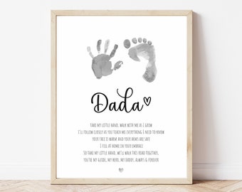 Dada Handprint Poem, Father's Day Handprint Art, Valentines Handprint Craft, Gift for Dad from Baby Toddler Kids, Footprint Craft, Keepsake