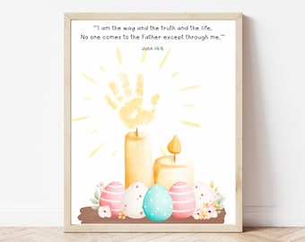 Religious Easter Handprint Art, Easter Handprint, Spring Handprint Craft Babies Toddlers Kids, Bible Verse Craft for Babies Toddlers Kids