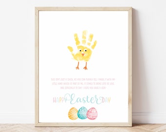 Easter Handprint Art, Easter Footprint Art, Easter Handprint Craft Babies Toddlers Kids, Baby First Easter, Easter Gift, DIY Easter Decor