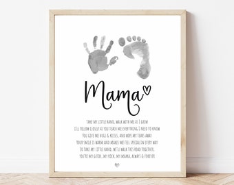 Mama Handprint Poem, Mother's Day Handprint Art, Valentines Handprint Craft, Gift for Mom from Baby Toddler Kids, Footprint Craft, Keepsake