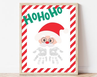 Santa Handprint, Handprint Art, Christmas Handprint Footprint Craft for Babies Toddlers Kids, Baby Memory Book, Winter Preschool Activity