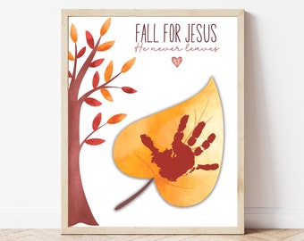 Fall for Jesus Preschool Bible Craft, Thanksgiving Handprint, Fall Handprint Art, Christian Homeschool Sunday School Baby Toddler Kids Craft
