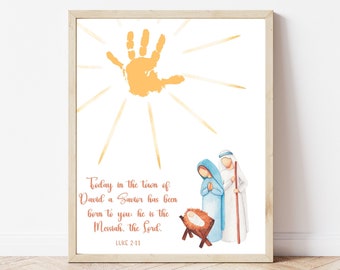 Nativity Scene Christmas Handprint, Christian Christmas Craft for Babies Toddlers Kids, Preschool Bible Activity for Church or Sunday School