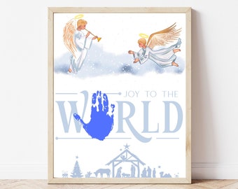 Christmas Handprint, Joy to the World Handprint Craft Christian Christmas Activity for Babies Toddlers Kids, Winter Preschool, DIY Wall Art
