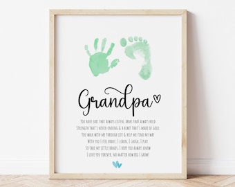 Grandpa Handprint Poem, Father&#39;s Day Handprint Art, Valentines Handprint Craft, Gift for Grandpa from Baby Toddler Kids, Footprint Craft