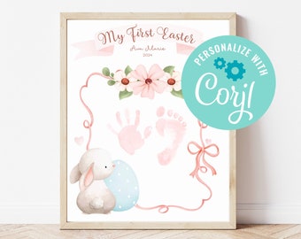 Personalized Baby's First Easter Footprint Art, Easter Handprint, Baby Footprint Keepsake, Infant Craft, Easter Infant Craft, Keepsake
