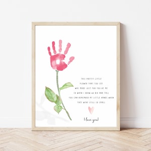 Flower Handprint Art, Valentine Handprint, Mothers Day Handprint, Handprint Poem, Gift from Kids, Craft for Babies Toddlers Kids, Keepsake
