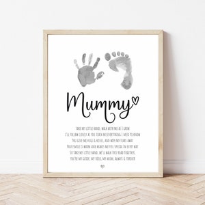 Mummy Handprint Poem, Mother's Day Handprint Art, Valentines Handprint Craft, Gift for Mom from Baby Toddler Kids, Footprint Craft, Keepsake