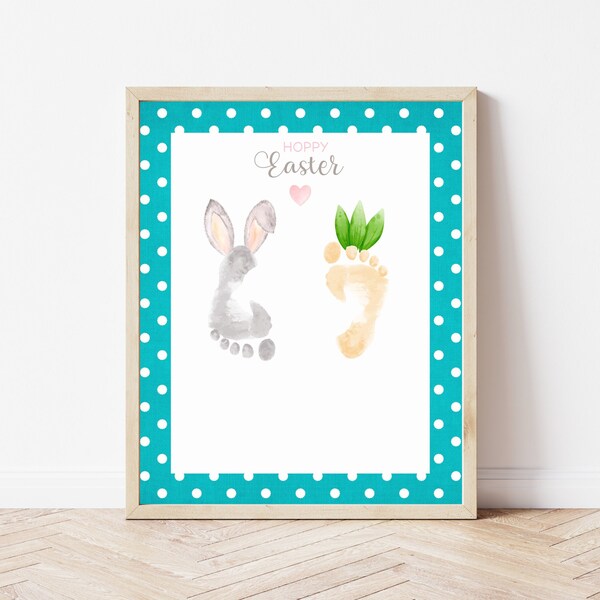 Easter Bunny Footprint Art, Handprint Footprint Craft for Baby Toddler Kids, Spring Preschool Activity, Easter Decor, DIY Easter Card