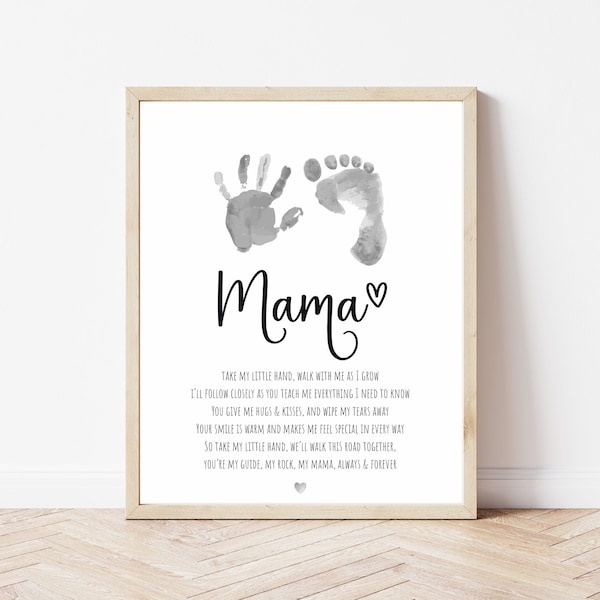 Mama Handprint Poem, Mother's Day Handprint Art, Valentines Handprint Craft, Gift for Mom from Baby Toddler Kids, Footprint Craft, Keepsake