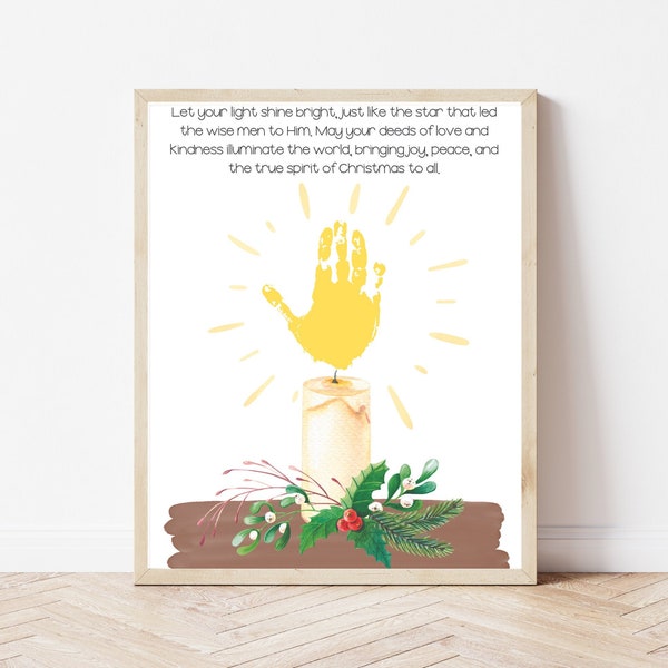 Christmas Handprint, Christian Christmas Activity for Babies Toddlers Kids, Winter Preschool Activity, Christmas Handprint Art, DIY Wall Art