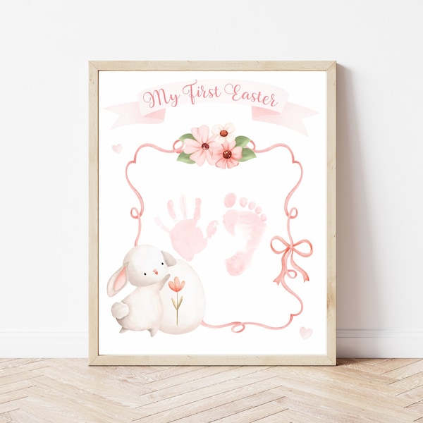 Easter Footprint Art, My First Easter, Easter Handprint Art, Baby Memory Book, Baby Footprint Craft, Baby First Easter Keepsake Infant Craft