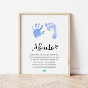 Abuelo handafdruk gedicht, vaderdag handafdruk kunst, Valentijnsdag handafdruk ambacht, cadeau voor opa van baby peuter kinderen, voetafdruk ambacht
