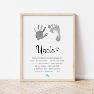 Onkel Handabdruck Gedicht, Geburtstag Handabdruck, Vatertag Fußabdruck Kunst, Valentinstag Handabdruck Handwerk, Geschenk für Onkel von Baby Kleinkind Kinder