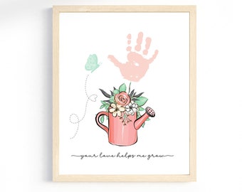 Mother's Day Handprint Art, Birthday Handprint Art, Floral Bouquet for Mom Grandma Aunt, Printable Activity DIY Craft for Kids Children Baby