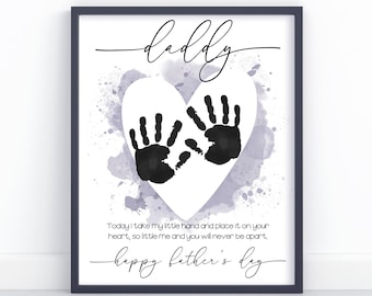 Father's Day Handprint Art DIY Fathers Day Gift from Kids Baby Handprint Craft Memory Keepsake Gift for Dad