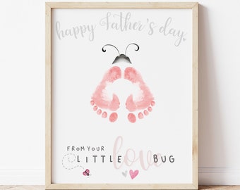 Father's Day Handprint Art, Love Bug Footprint Craft, Father's Day Craft for Babies Toddlers Kids, Gift for Dad Grandpa Uncle Great Grandpa