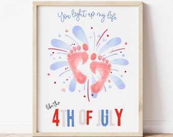 4th of July Handprint Craft, 4th of July Activity for Toddlers Kids,Baby, Daycare Summer Camp Preschool, July Fourth Handprint Footprint Art
