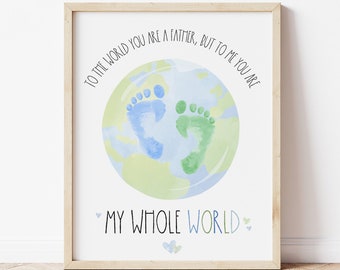 Father's Day Handprint Art, Dad Birthday Gift, Footprint Art, Fathers Day Card, Birthday Handprint, First Father's Day, Meaningful Dad Gift