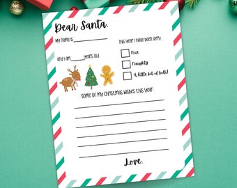 Santa Letters | Letter to Santa, Kids Christmas List, Christmas Wishlist, Printable Santa Letter, Dear Santa Letter Template