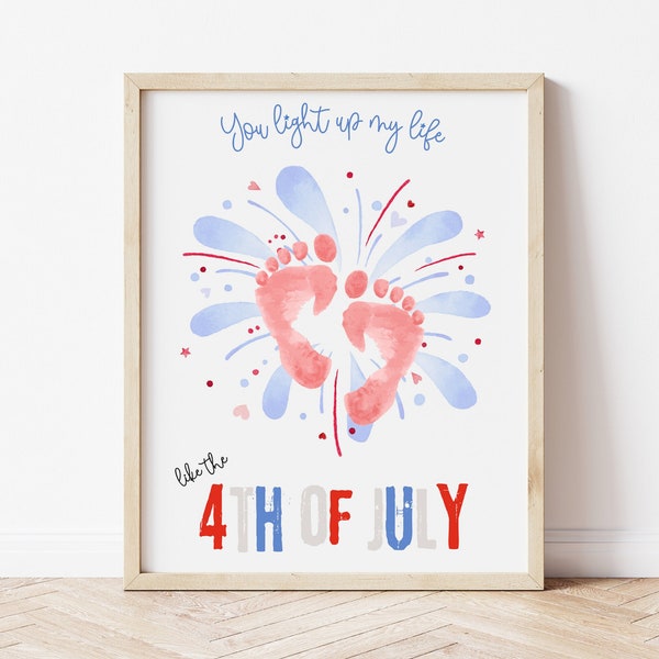 4th of July Handprint Craft, 4th of July Activity for Toddlers Kids,Baby, Daycare Summer Camp Preschool, July Fourth Handprint Footprint Art