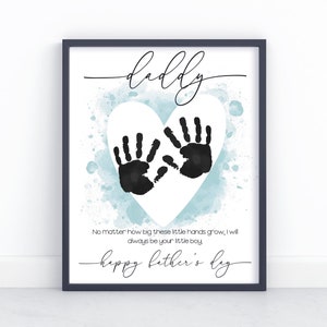 Father's Day Handprint Art, Daddy's Little Boy, DIY Fathers Day Gift from Kids Baby Handprint Craft Memory Keepsake Gift for Dad