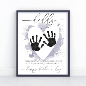 Father&#39;s Day Handprint Art DIY Fathers Day Gift from Kids Baby Handprint Craft Memory Keepsake Gift for Dad