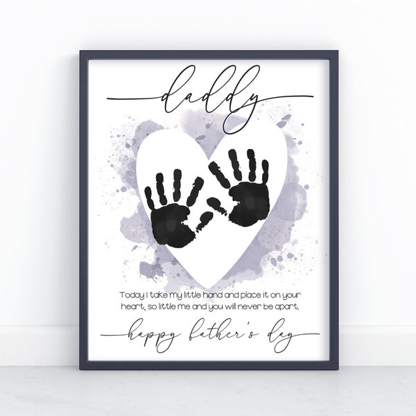 Father's Day Handprint Art DIY Fathers Day Gift from Kids Baby Handprint Craft Memory Keepsake Gift for Dad